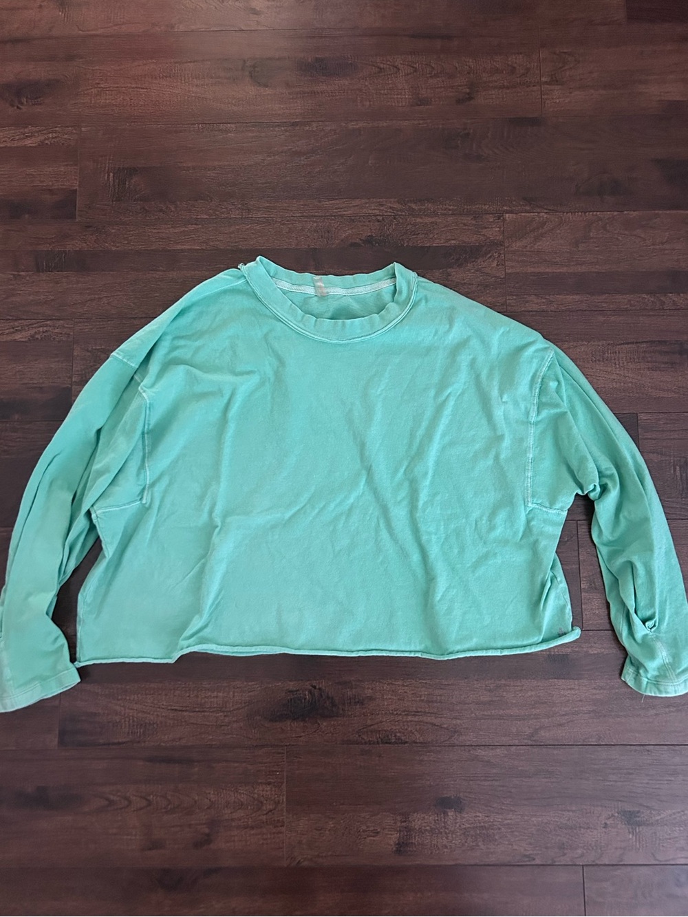 Free People Cropped Long-Sleeve Tee in Mint